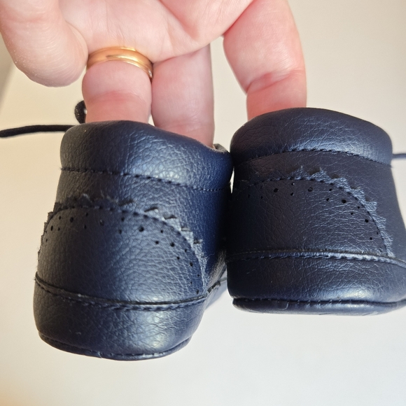 Janie and Jack Wingtip Shoes Navy Baby Early Walker Soft Sole 12-18m - Picture 5 of 5